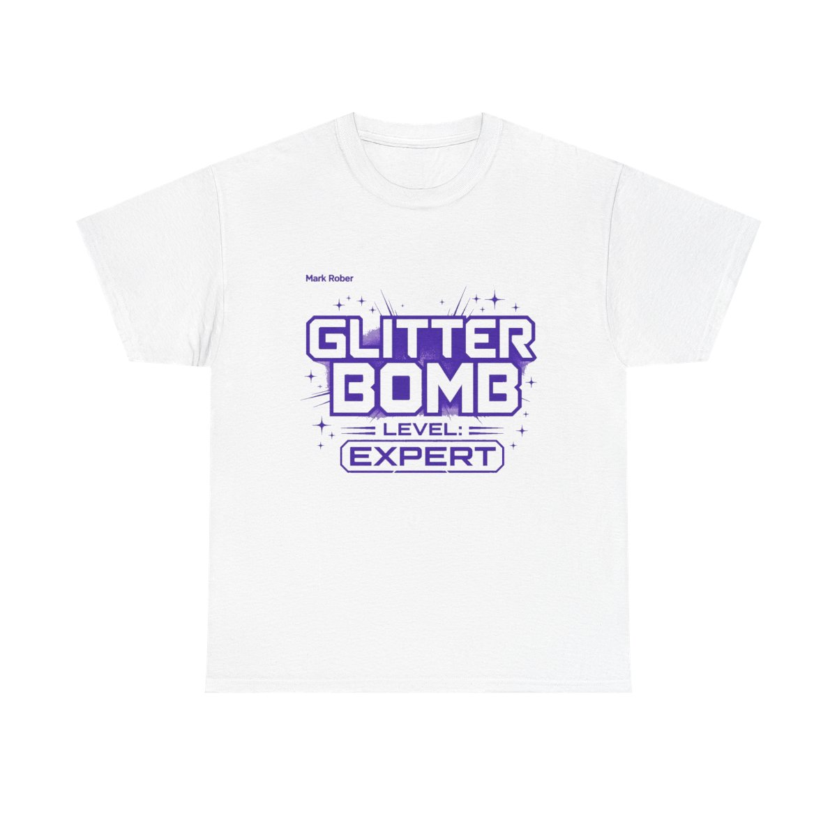 Mark Rober "Glitter Bomb Level: Expert" Unisex Tee - alternate angle 2, merchandise