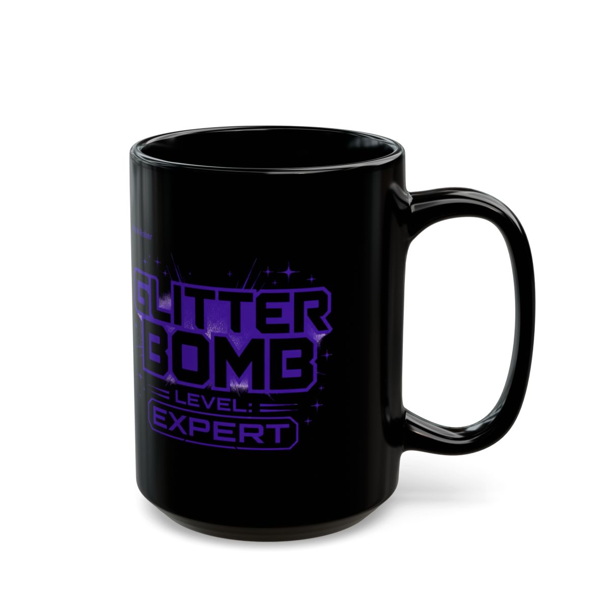 Mark Rober "Glitter Bomb Level: Expert" Black Mug - alternate angle 5, merchandise