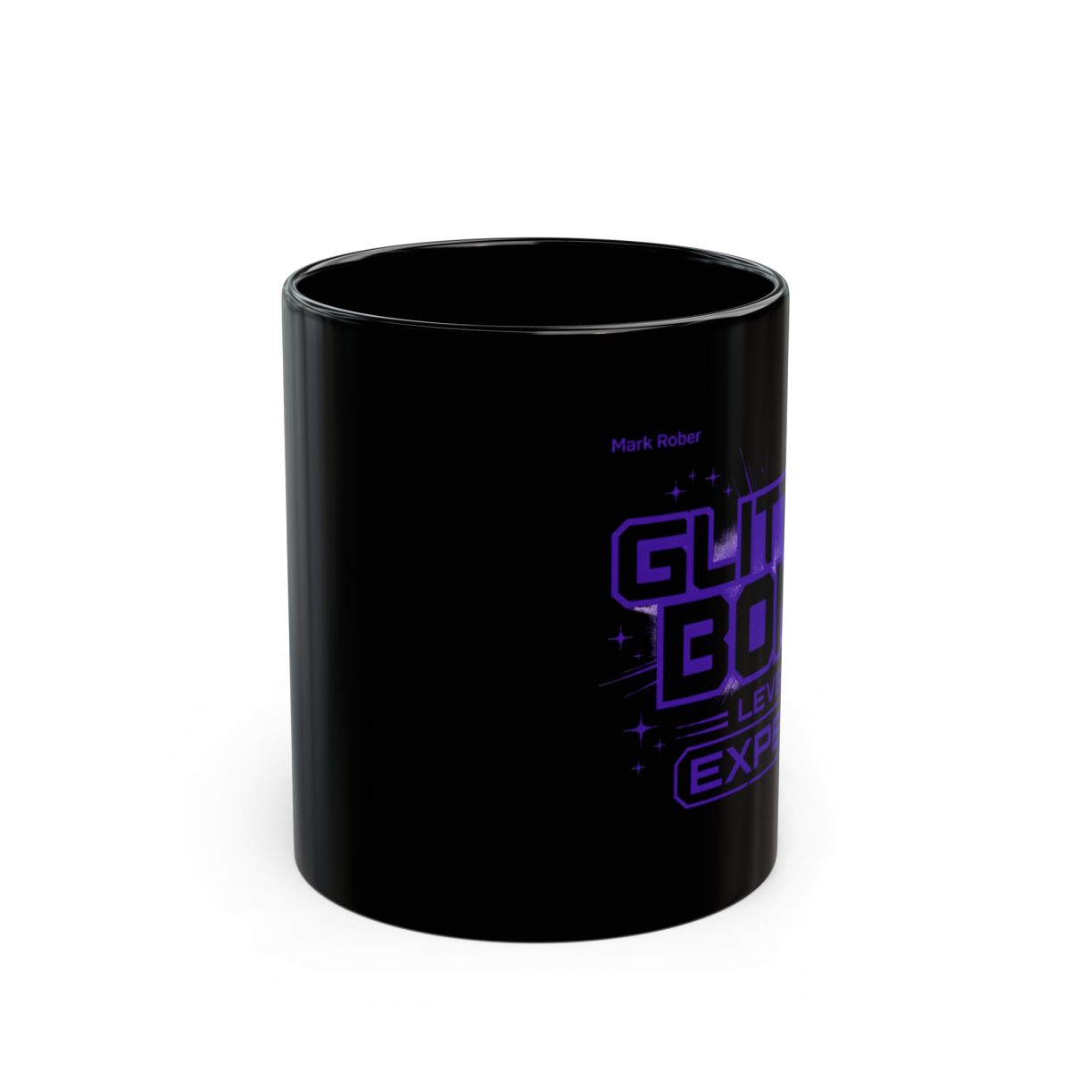 Mark Rober "Glitter Bomb Level: Expert" Black Mug - alternate angle 1, merchandise