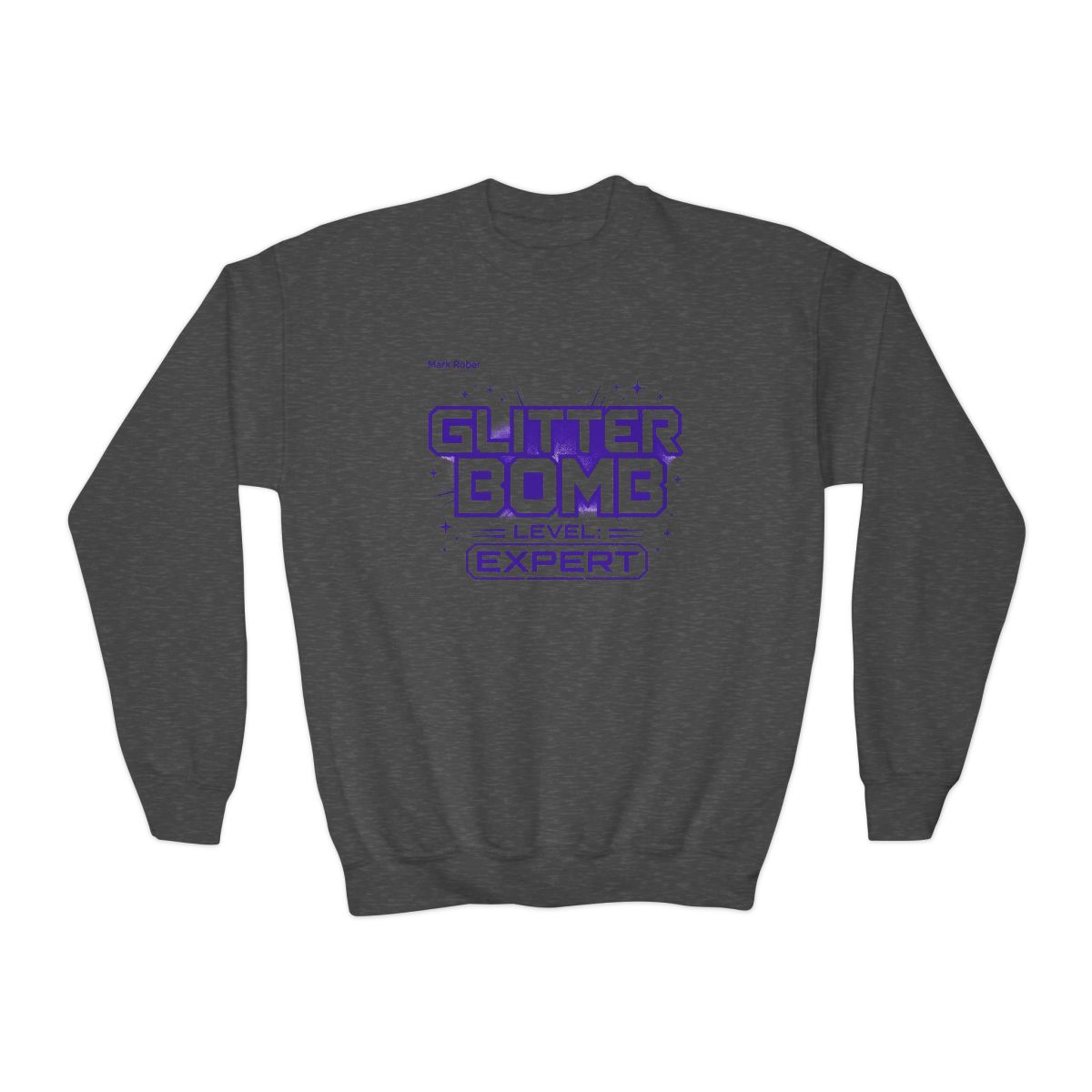 Mark Rober "Glitter Bomb Level: Expert" Kids Crewneck - alternate angle 3, merchandise