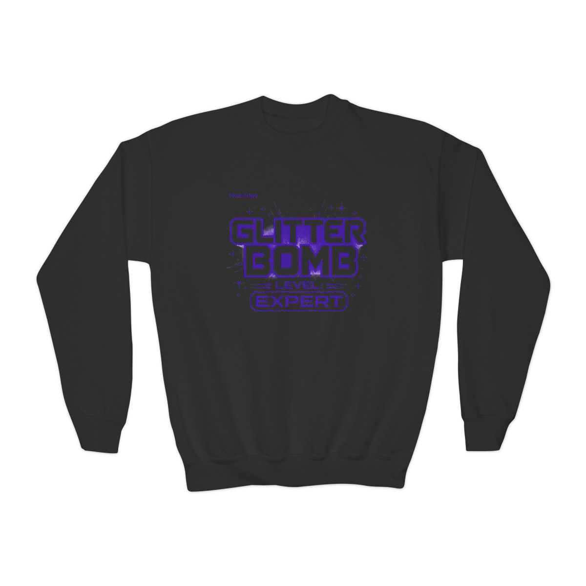 Mark Rober "Glitter Bomb Level: Expert" Kids Crewneck - alternate angle 2, merchandise