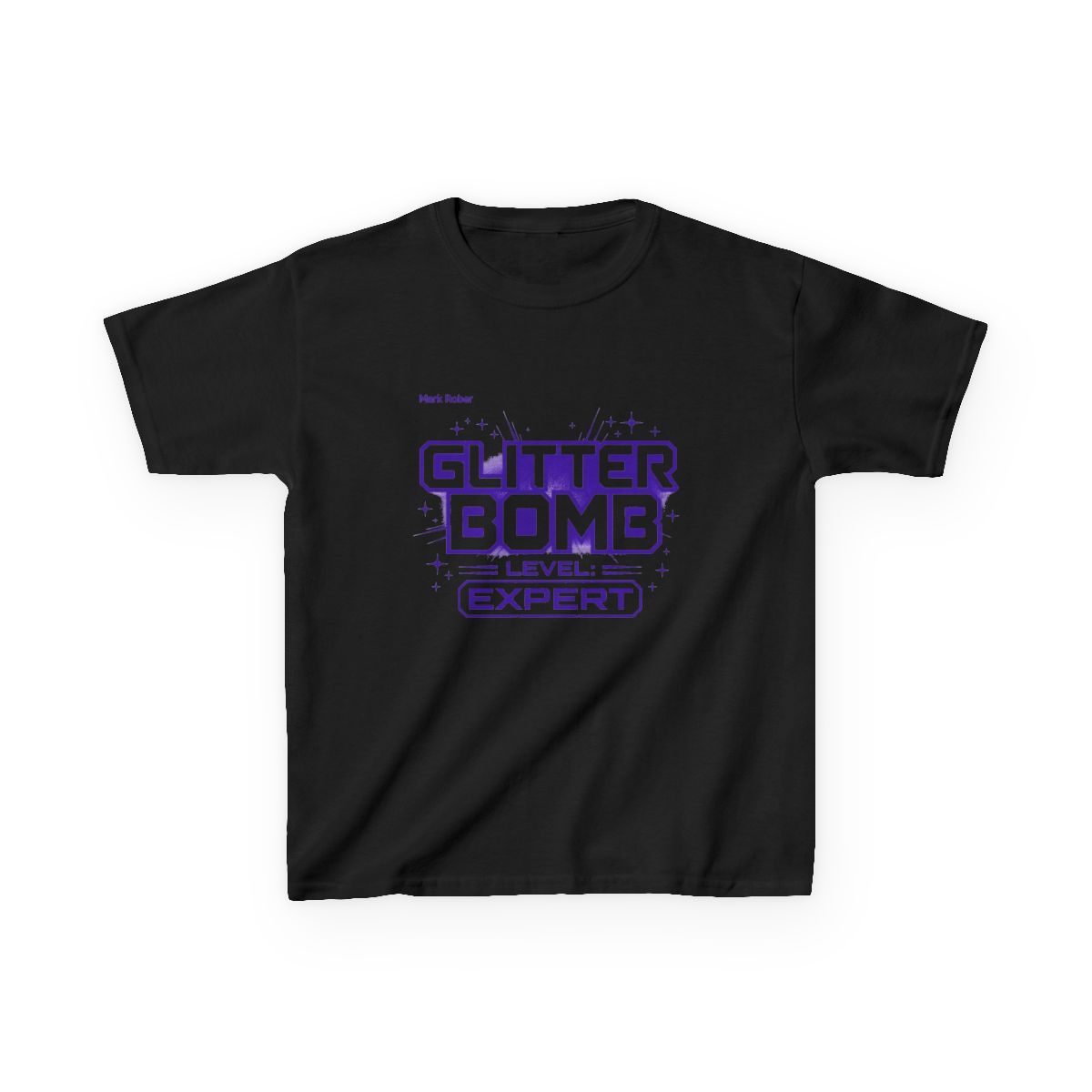 Mark Rober "Glitter Bomb Level: Expert" Unisex Kids Tee - alternate angle 2, merchandise