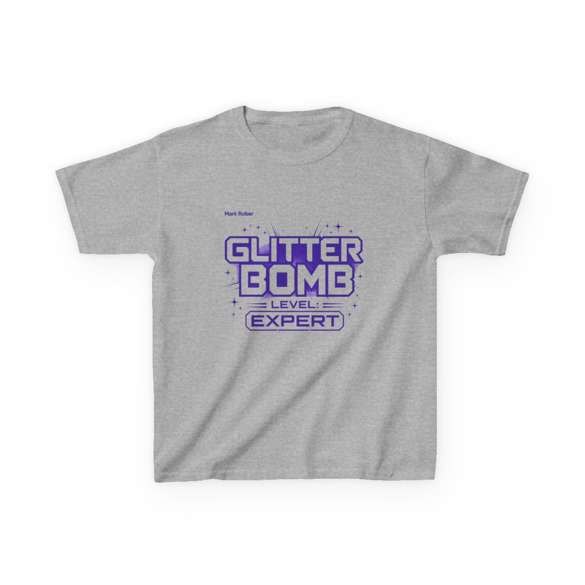 Mark Rober "Glitter Bomb Level: Expert" Unisex Kids Tee - alternate angle 3, merchandise