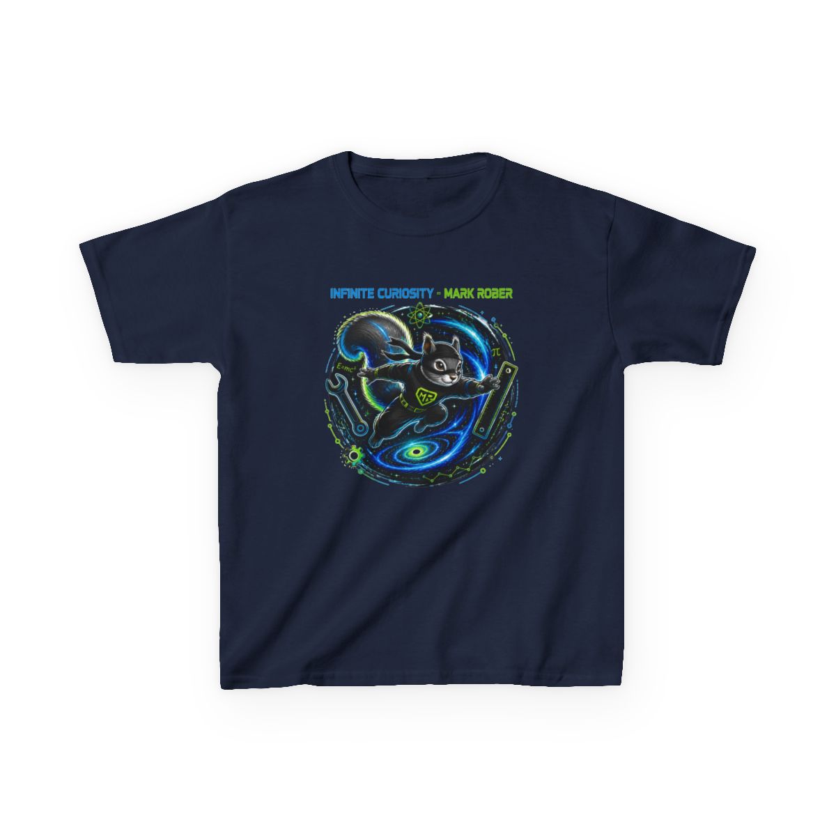 Mark Rober "Infinite Curiosity - Mark Rober" Unisex Kids Tee - alternate angle 3, merchandise