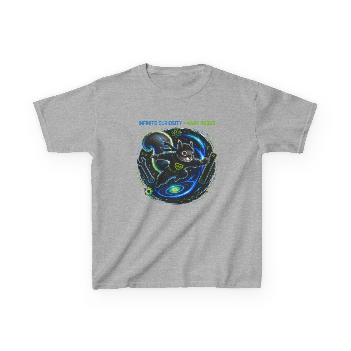 Mark Rober "Infinite Curiosity - Mark Rober" Unisex Kids Tee - alternate angle 2, merchandise
