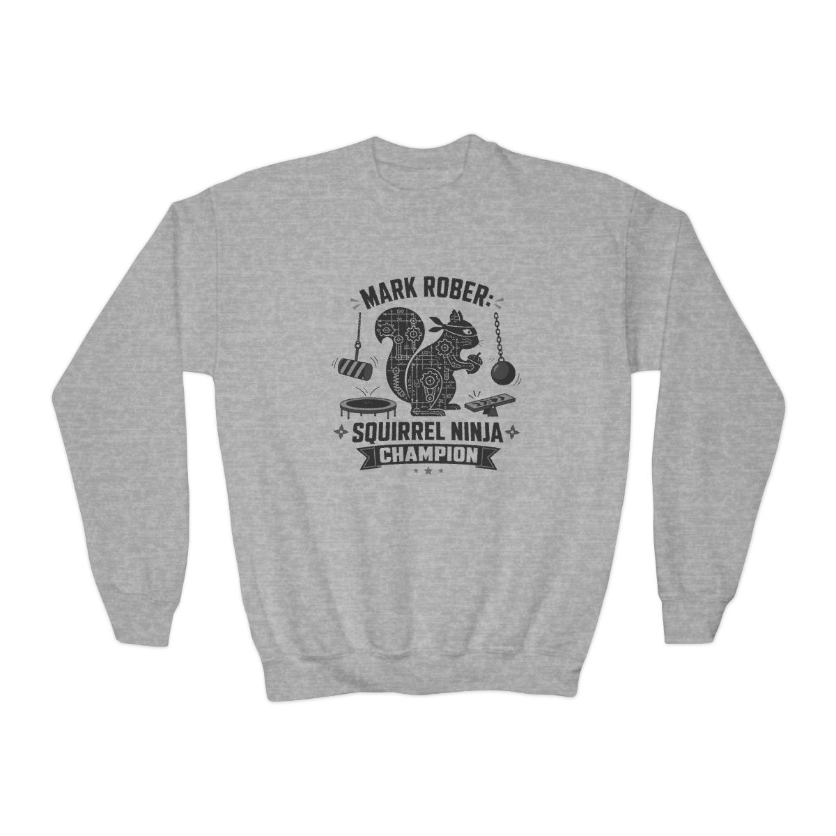Mark Rober "Squirrel Ninja Course." Kids Crewneck