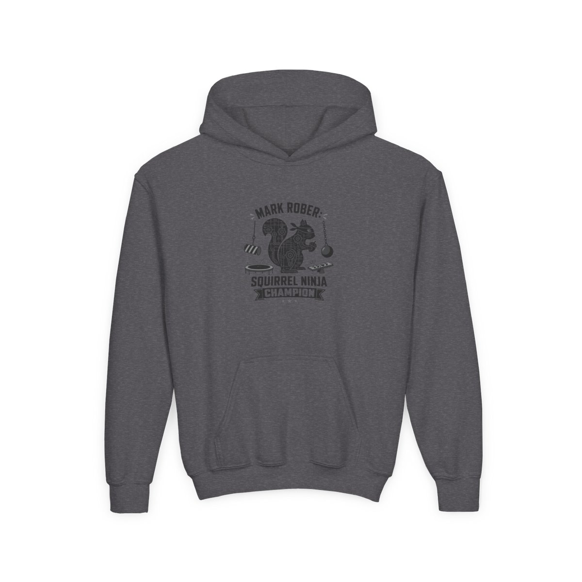 Mark Rober "Squirrel Ninja Course." Kids Hoodie - alternate angle 3, merchandise