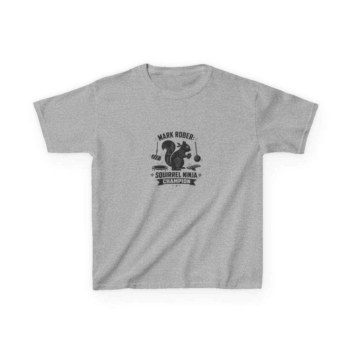 Mark Rober "Squirrel Ninja Course." Unisex Kids Tee - alternate angle 2, merchandise